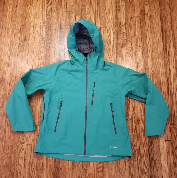 LL Bean Womens Trail Model Rain Jacket Hooded Green Size XL - Picture 1 of 8
